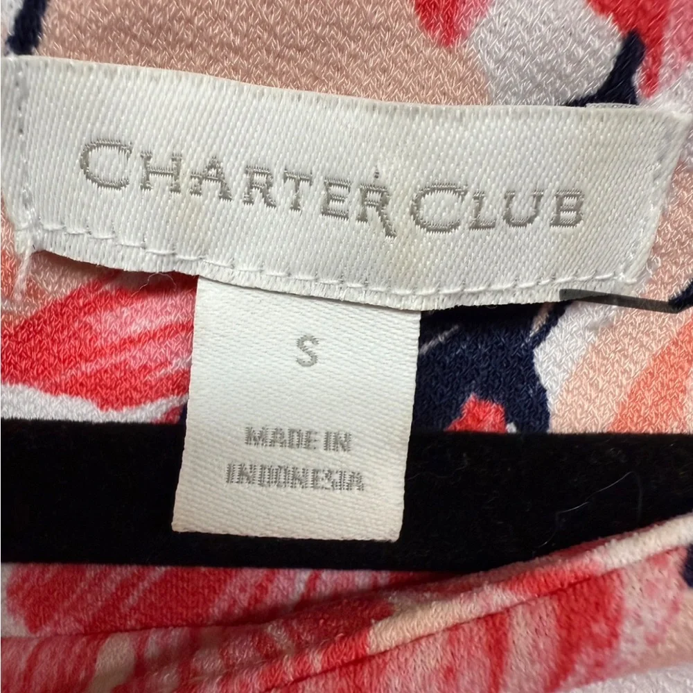 Charter Club Women’s Small Floral Blouse 3/4 Bell Sleeve Stretch - Picture 4 of 9